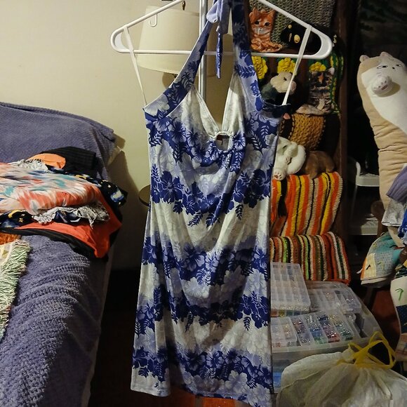 ENT Entrancy Medium M Purple Striped Halter Dress - Picture 5 of 11